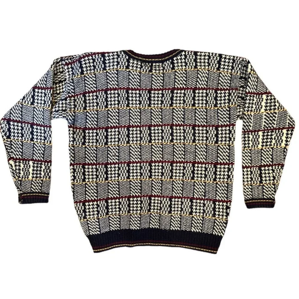 Fenwick Isle Mens Pullover‎ Sweater Blue Muliticolor Design Long Sleeve Sz L VG.
